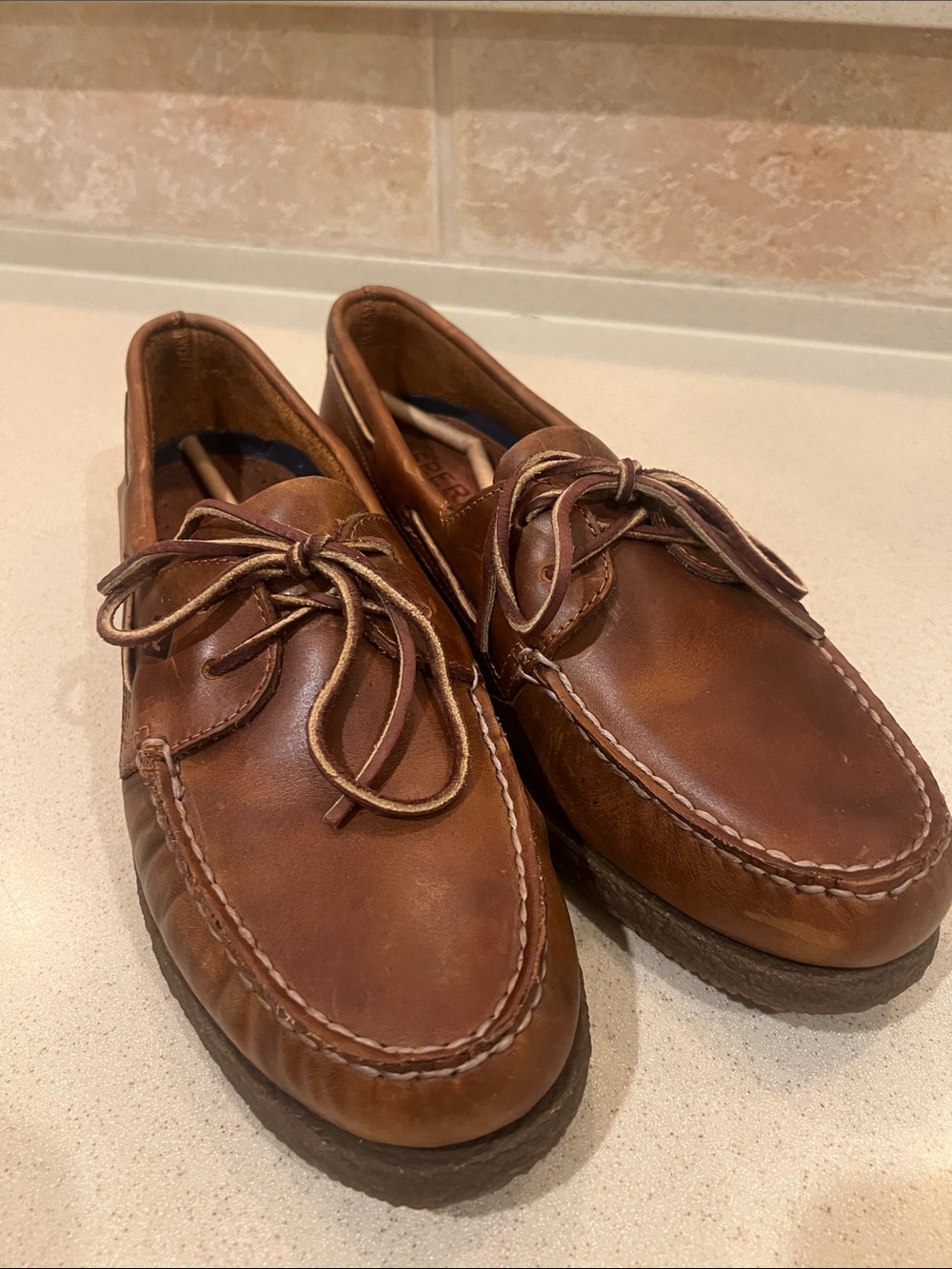Sperry Men's Brown Leather Boat Shoes  Toe Lace-Up size 11 NWOT
